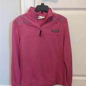 Vineyard Vines Hot Pink Quarter-Zip Pullover with Whale Embroidery